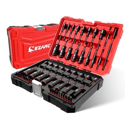 EZARC 55PCS Magnetic Impact Nut Driver Set, 1/4'' Hex Shank Socket Adapter... 