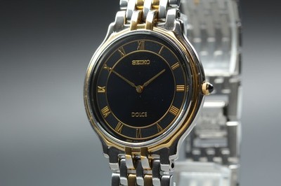 Vintage 1993 [Near MINT] Seiko Dolce 5E30-6A60 HAQ Black Dial Quartz Mens Watch