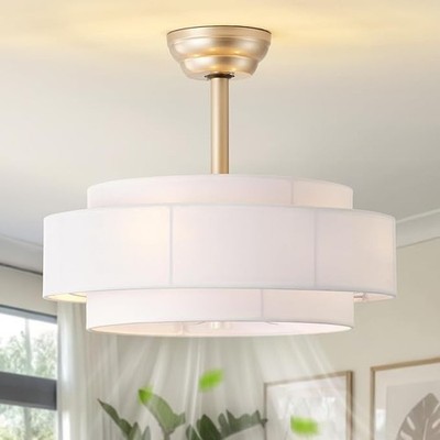 20'' Gold Caged Boho Fandelier Ceiling Fan with Light Remote 6 Speeds