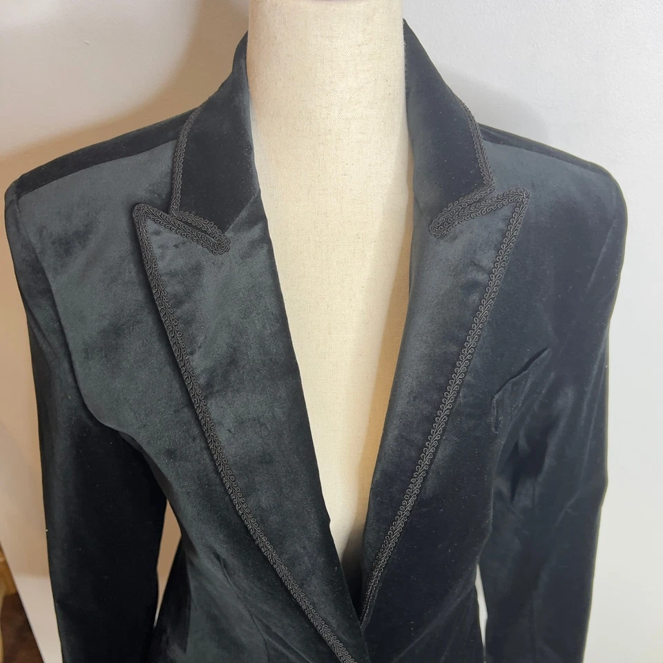 Blazer Alexandra J.Crew para mujer $278 en terciopelo negro talla 2 CF274 Foto 2 de 4