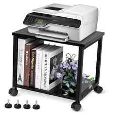 Under Desk Printer Stand - 2-Tier Industrial Mobile 16.5*11.8*14.5 Black