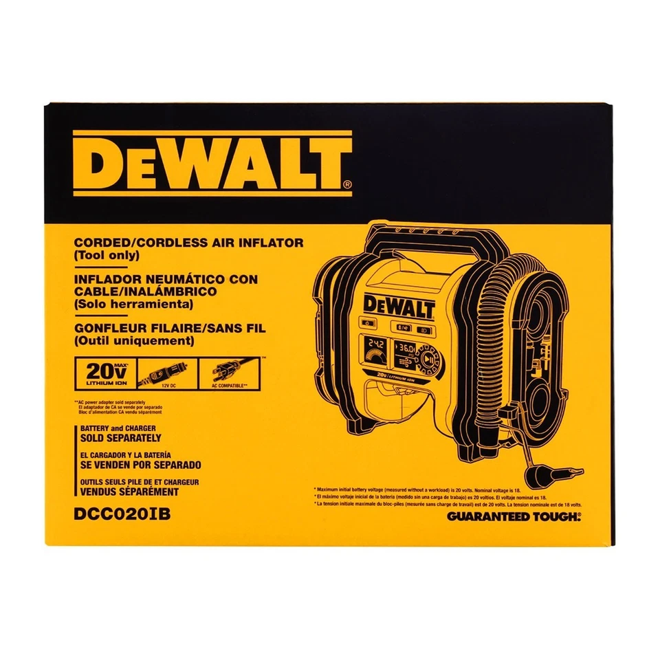 Inflador portátil eléctrico inalámbrico DEWALT DCC020IB 20V MAX (solo herramienta) Foto 2 de 4
