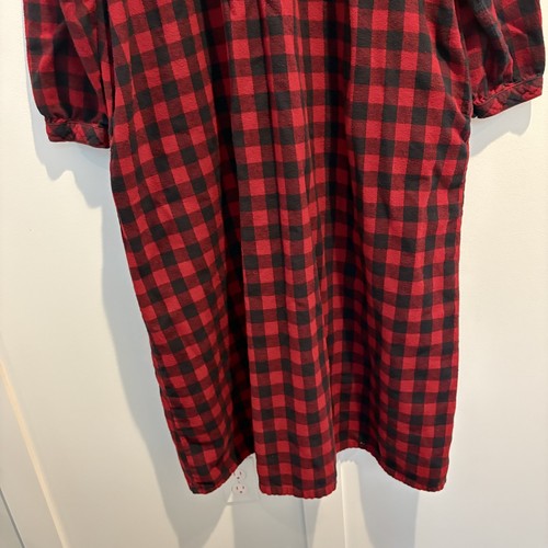 LL Bean Nightgown Women Large Red Buffalo Plaid Flannel Long Sleeve Pockets Cozy - Picture 4 of 10