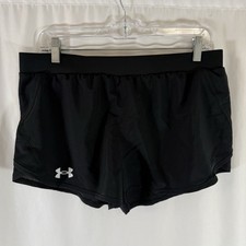 New Under Armour Fly By Shorts Girl Youth XL Black Pull On Drawstring 2.5 Inseam