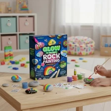 Arts & Crafts Glow-in-the-Dark Rock Painting Kit - Perfect Holiday Gift for Kids