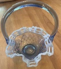 VINTAGE FENTON GLASS BLUE OPALESCENT BASKET WEAVE OPEN EDGE BASKET
