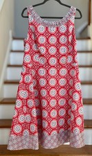 Talbots - Size 14 - Coral/Turquoise Mixed Geometric Print Fit Midi Dress - EUC!