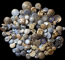 HUGE LOT 150 ANTIQUE METAL BUTTONS BUTTON LOT SEWING CRAFTS Victorian Military +