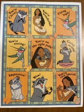 Hallmark Disney Pocahontas Stickers 8 Full Sheets Meeko Flit New Vintage