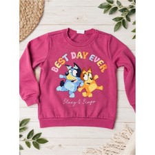NWT Kids "Best Day Ever" Bluey  Bingo Sweatshirt - Pink