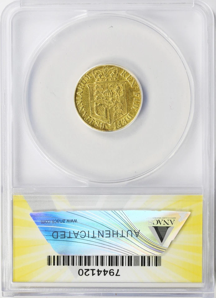 1818 Great Britain 1/2 Sovereign Gold ANACS VF25 Details Mount Removed - Image 2 of 4