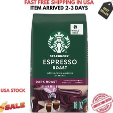 Starbucks Espresso Roast Whole Coffee Beans Dark Roast Hot Iced Coffee 18 OZ
