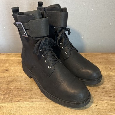 Clarks Orinoco 2 schwarze Damen-Lederstiefeletten Größe 7 E UK