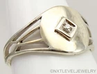 Antique Ostby & Barton 1920's Art Deco Diamond Silver & 10k Gold Cocktail Ring