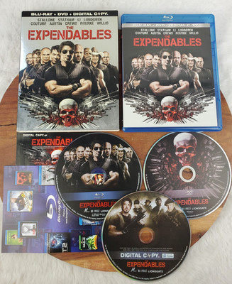The Expendables (Blu-ray, 2010, 3-Disc Set) w/ Slipcover Stallone Statham