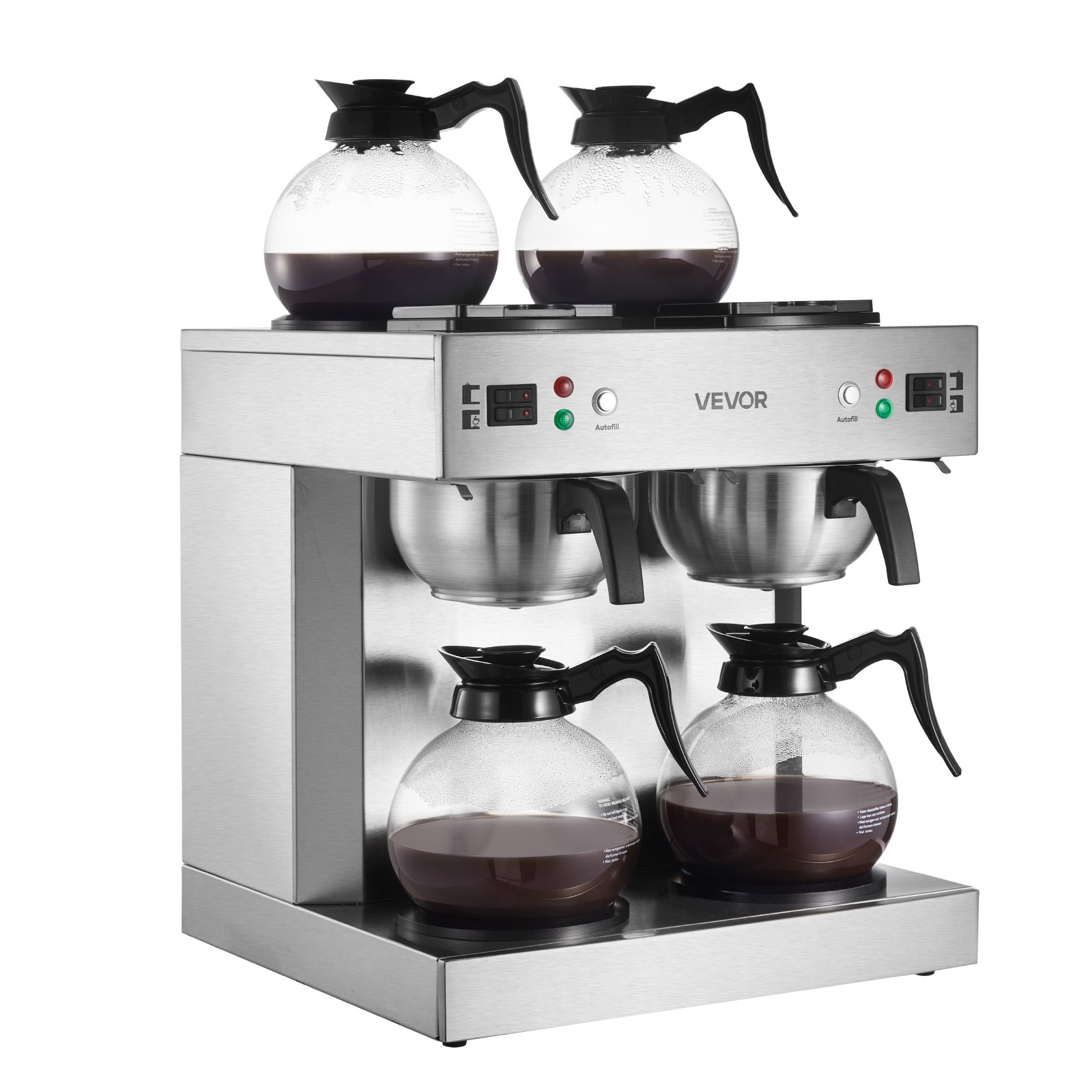 VEVOR Commercial Drip Coffee Maker 24 Cups with 4 Glass Carafes and 4 Warmers