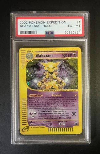 2002 Pokemon Expedition 1 Alakazam Holo PSA 6