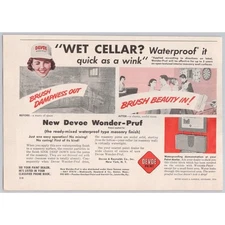 1956 DEVOE Paint Wonder Pruf Waterproof It No Mixing Vintage PRINT AD