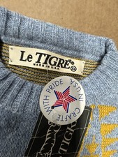 Le Tigre mens XL sweater new nwt blues orange Made In The USA