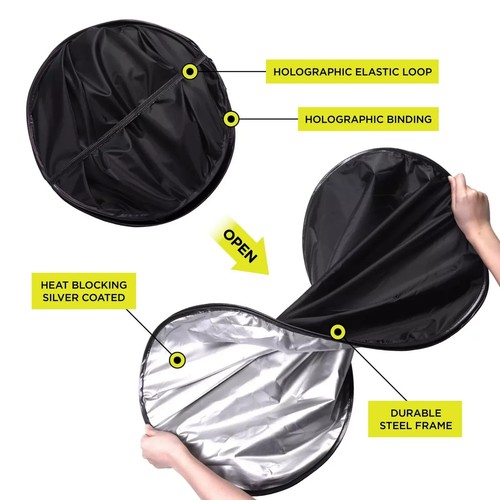 Auto Drive Twist Sunshade Universal Fit Car Windshield Black Holographic 1 Pair - Picture 5 of 9