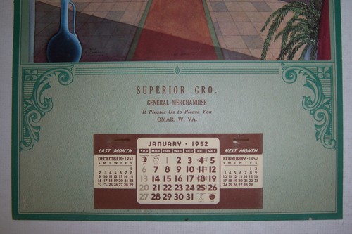 Religiöser Werbekalender "ABMAHL" 1952. Superior Gro., Omar, W. Va., A. Sheer - Bild 4 von 7