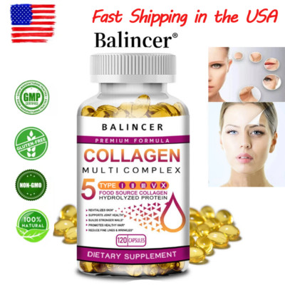 Multi Collagen Complex Type L,ll.ll,V,X-Plus Biotin Help Restore Skin Elasticity