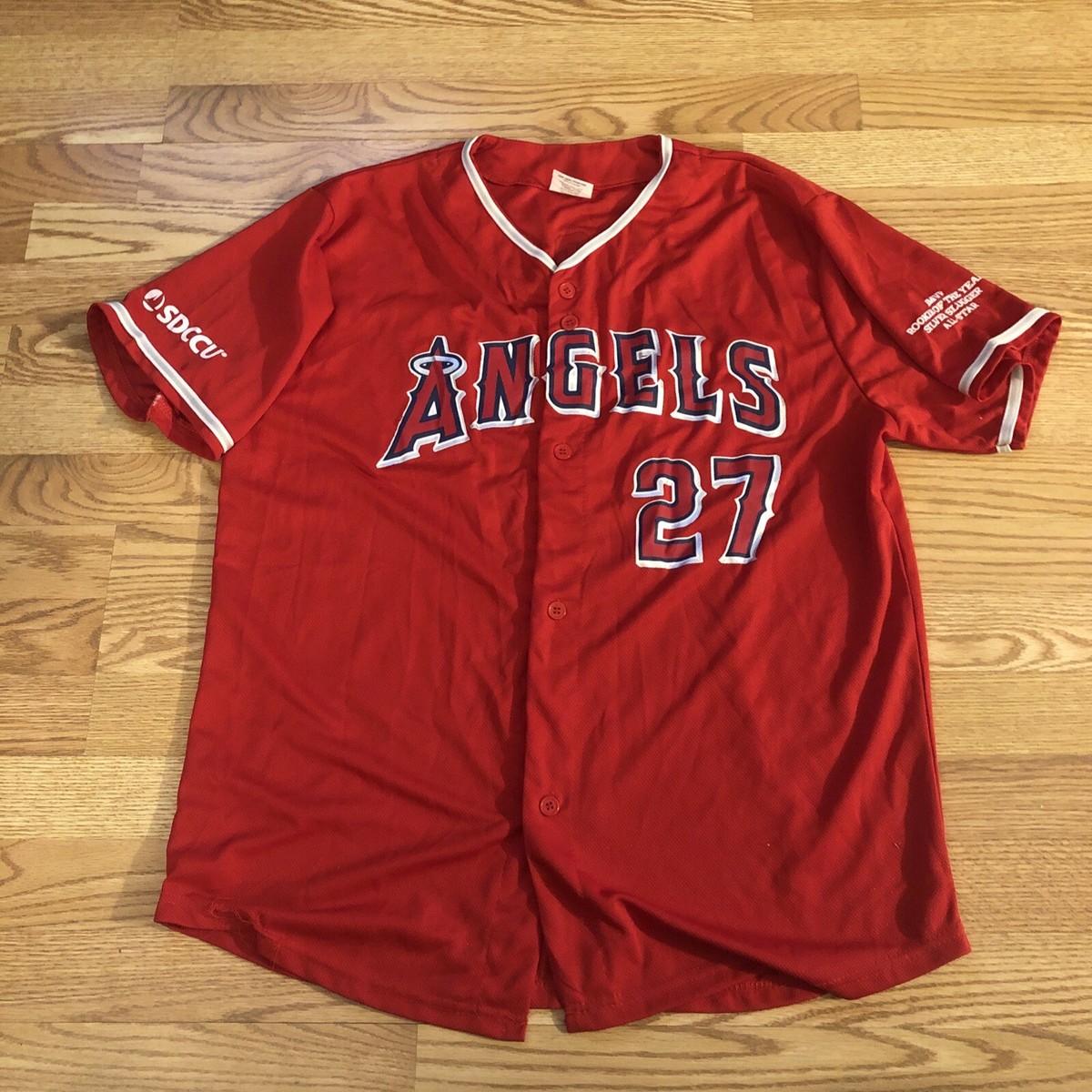 大切な人へのギフト探し Angels Angeles Los Mike pre-owned XL Adult Jersey #27 Trout 応援グッズ