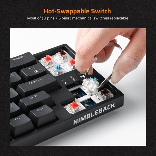 Nimbleback Wired Gaming Keyboard - Ultra-Compact RGB with USB Passthrough Ports - Picture 6 of 11
