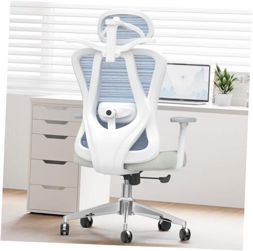 Ergonomic Office Chair：Desk Chair with 3D Adjustable Armrest Blue High Back-image