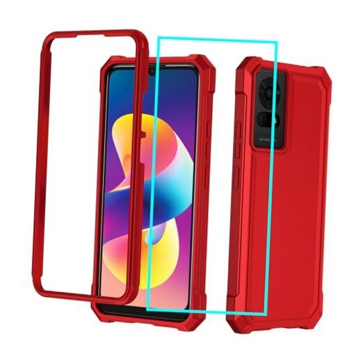 for TCL K24 Case with Screen Protector,TCL K24 Phone Case Full TCL K23/K24 Red