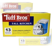 Tuff Bros Tall Kitchen Trash Garbage Bags 13 Gallons Home Garden Supplies 13Bags