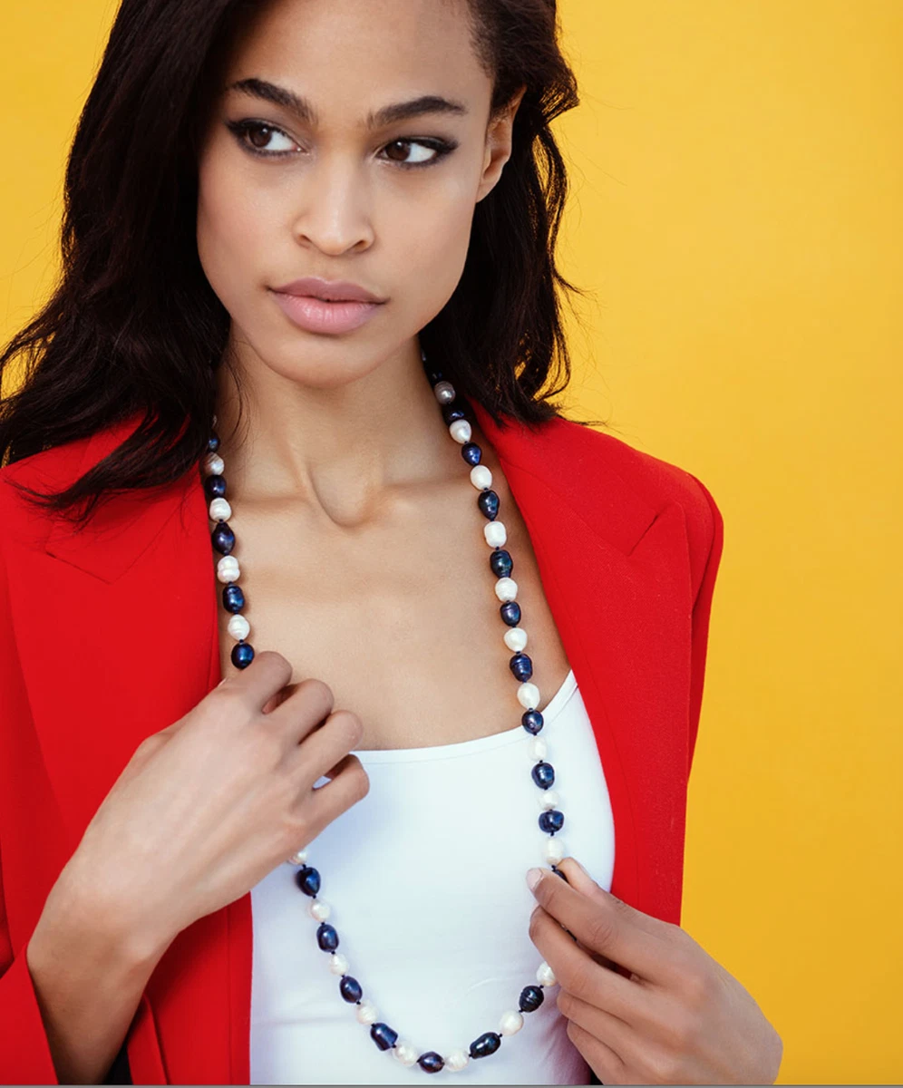 Navy pearl necklace online