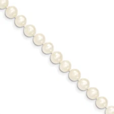 14k Yellow Gold 6-7mm White Near Round Freshwater Cultured Pearl Necklace