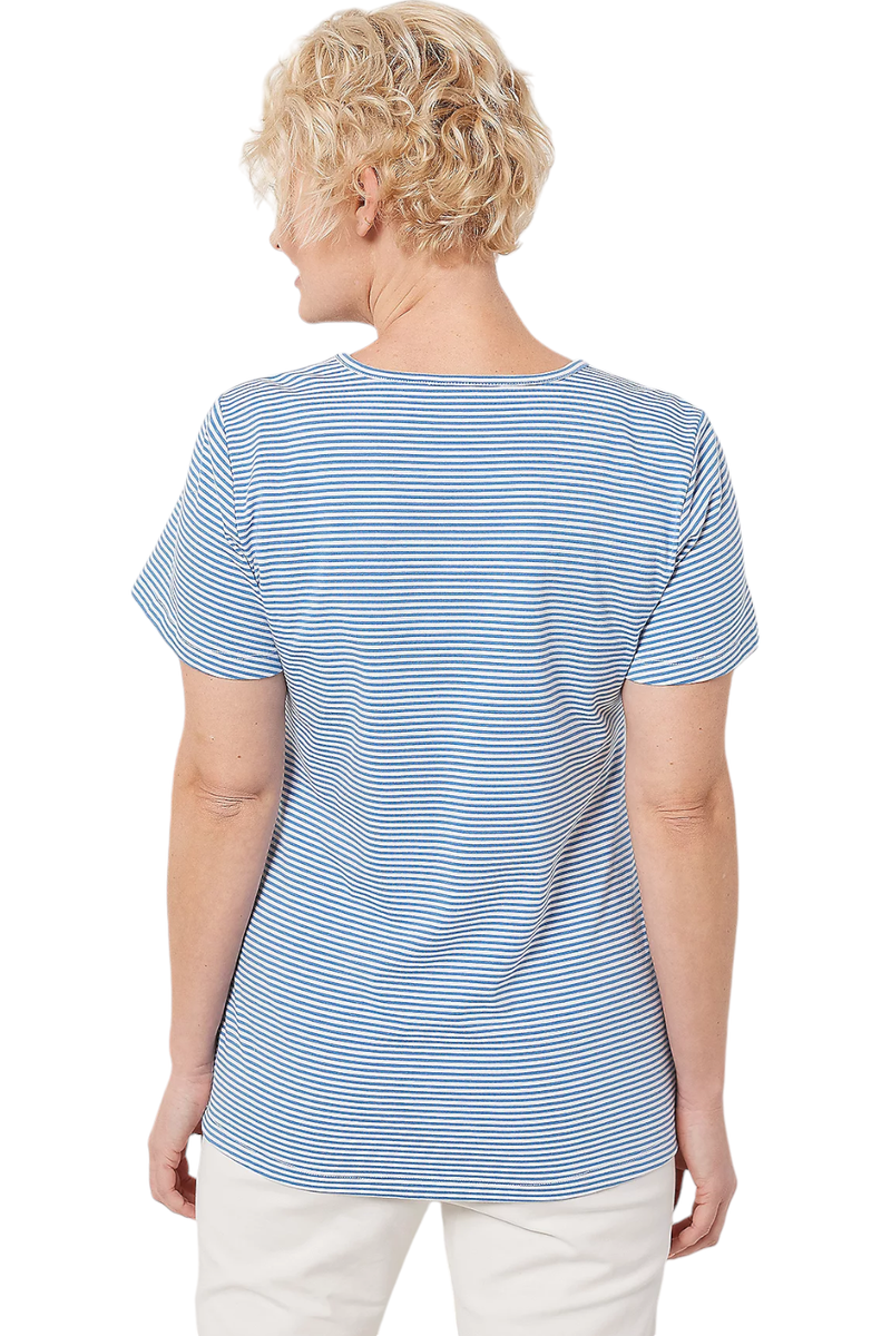 トップス YARN-DYED DEFORMED SHIRT STRIPE Yarn Dyed Stripe Shirt - Denim Blue | Oroton