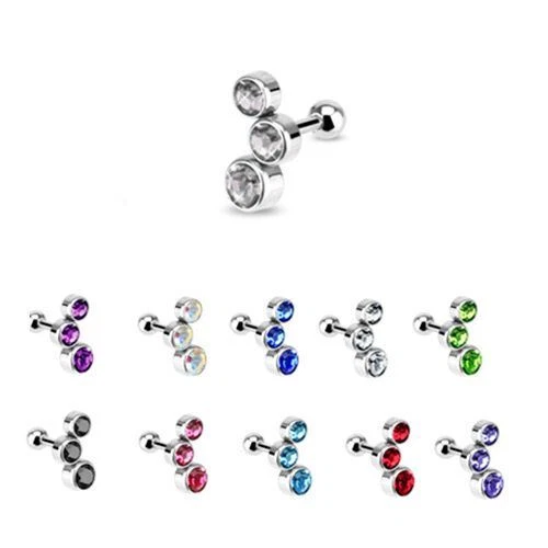 316L Surgical Steel Ear Cartilage Helix Tragus Piercing Jewelry CZ