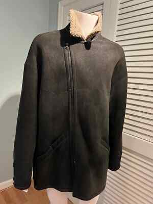 Seraphin France Mouton Shearling Leather modern biker jacket style  56/XXL