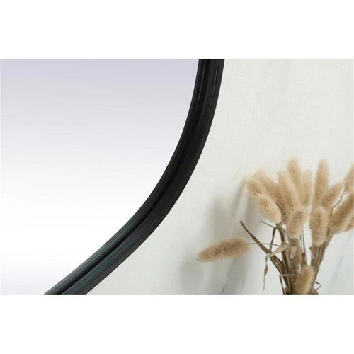 Elegant Decor Brynn 24x60" Oval Modern Metal Wall-Mounted Mirror in Black - Picture 8 of 11