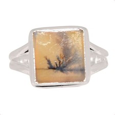 Natural Scenic Dendritic Agate 925 Sterling Silver Ring Jewelry s.5.5 CR71579