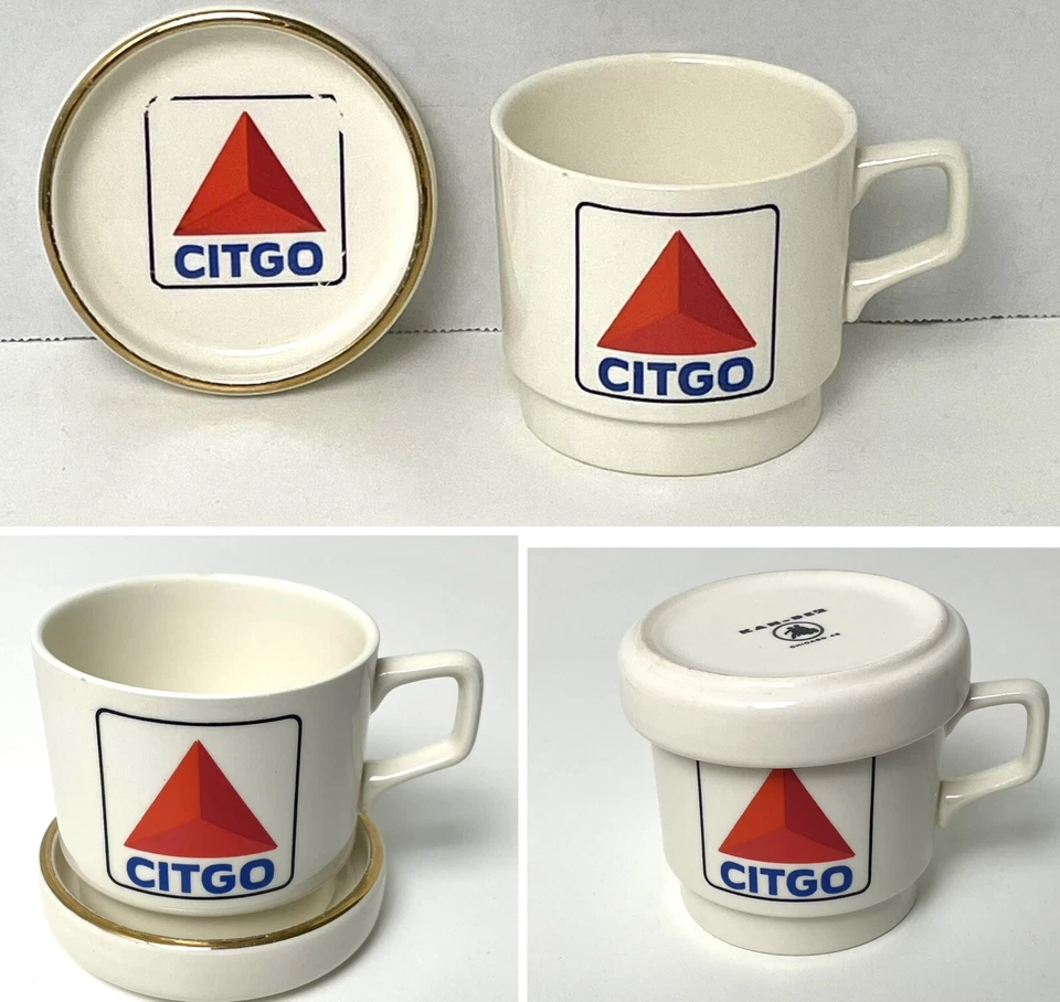 Vintage Citgo Cities Service Mug & Coaster Lid Oil & Gas Petroleum *READ* - Image 2 of 4