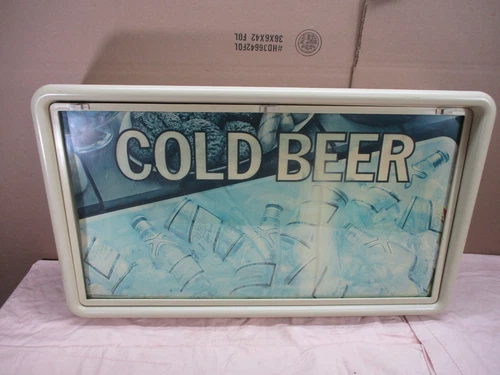 Vintage 1983 MILLER HIGH LIFE COLD BEER Lighted BAR REFRIGERATOR/COOLER SIGN