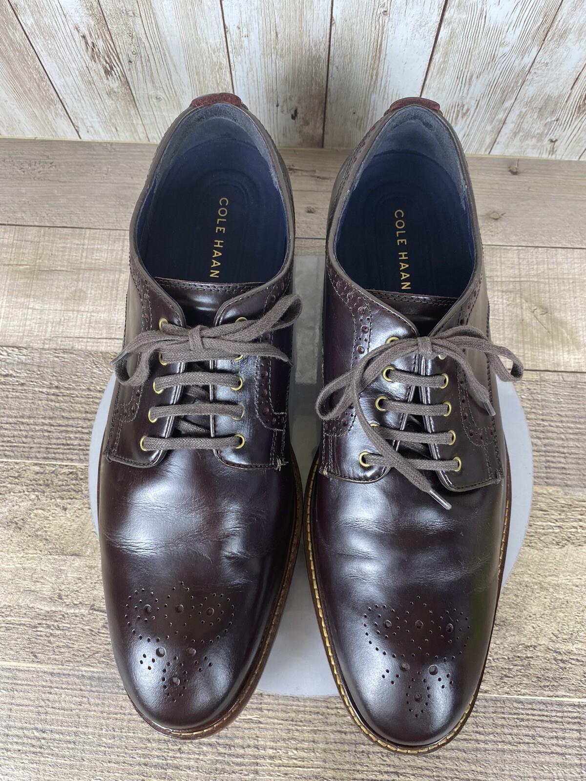 SAOLA Scarpe eleganti Cole Haan da uomo marrone scuro pelle derby taglia 12 M