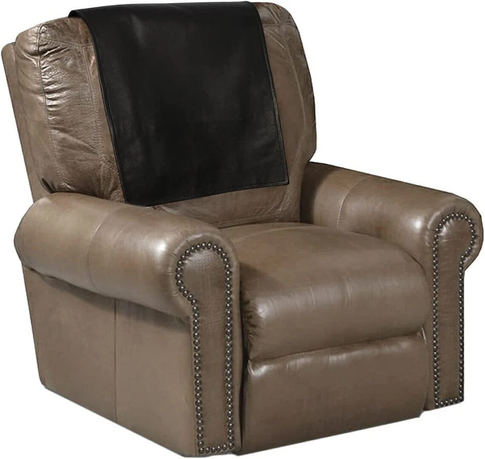 Relaxsessel Kopfstützenbezug Schoner Stuhl für Leder Sofa Stücke Möbel Schwarz - Bild 3 von 4