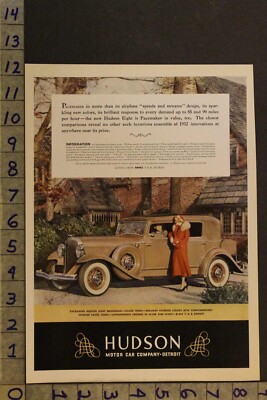 1932 HUDSON EIGHT BROUGHAM PACEMAKER BEAUTY DETROIT MOTOR CAR AUTO AD UE99