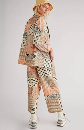 Free People Block Party Summer 3pc Set Patchwork Print Bandeau Pant Blazer S NWT - Picture 3 of 11
