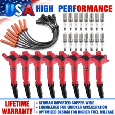 Ignition Coils & Wireset & Spark Plug For 10-14 Ford F-150 SVT Raptor 6.2L UF631
