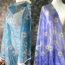 Pfauenfeder Netzstoff Glänzend Kleid Rock Vorhang Durchsichtig Transparent Stoff