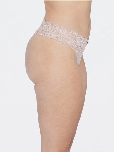 SKARLETT BLUE Goddess Lace Trim Thong , Cashmere , XS - Picture 2 of 3