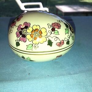 Gilt Floral, Vintage Porcelain Floral Hinged Trinket Box by Norleans Japan