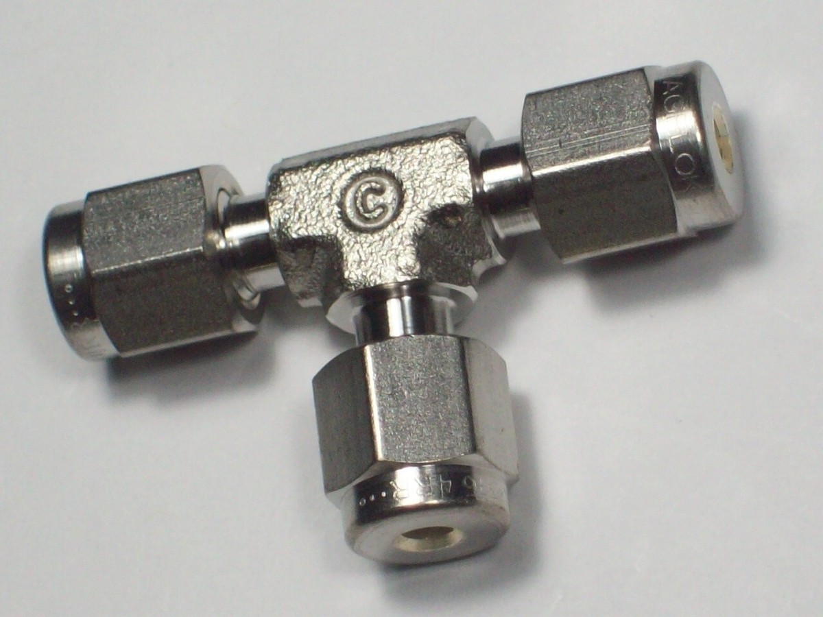 Raccordi Swagelok, Raccordo a T in Acciaio Inox, Raccordi per Tubi con Due Ferule