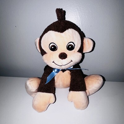 2010 Garanimals Monkey Plush Bean Bag Brown Blue Bow Baby Lovey